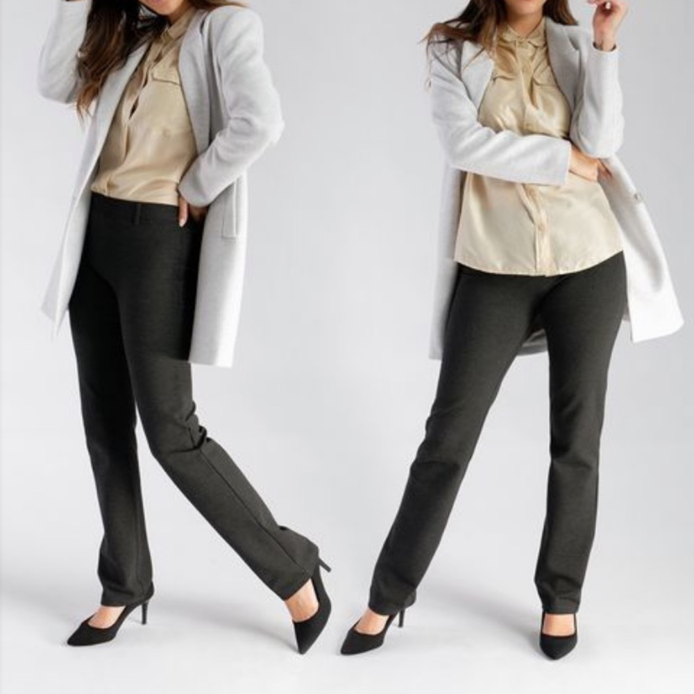 Betabrand Classic Straight Leg Dress Pant Charcoal